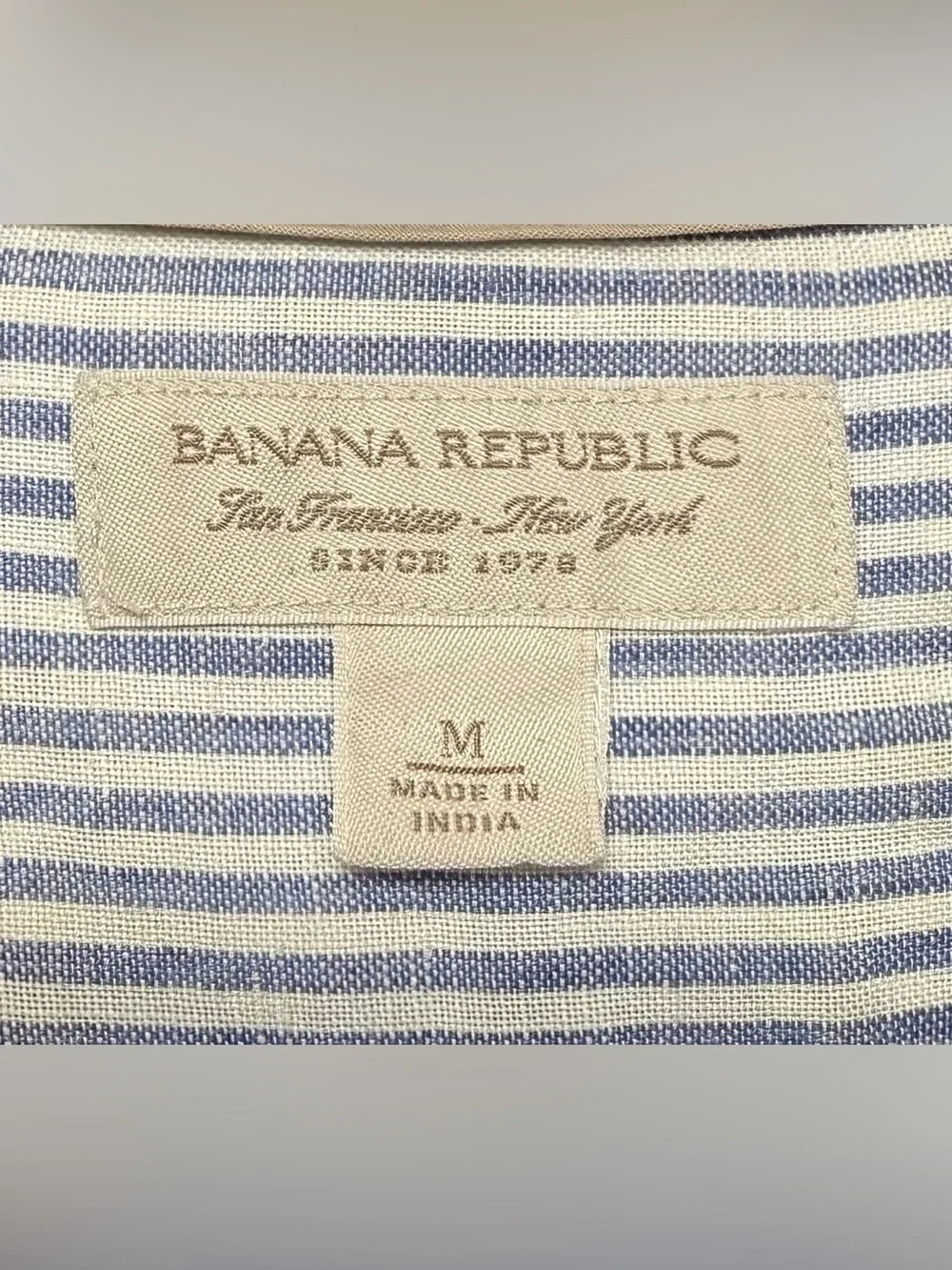 BANANA REPUBLIC Linen Striped Button-Down Shirt
